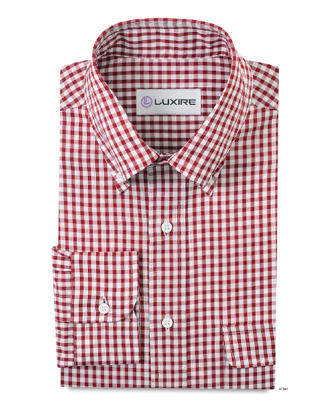 men's duffle coats-Red Mini Gingham