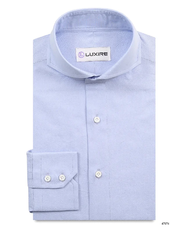 men's denim shirts-Sky Blue Herringbone Shirt