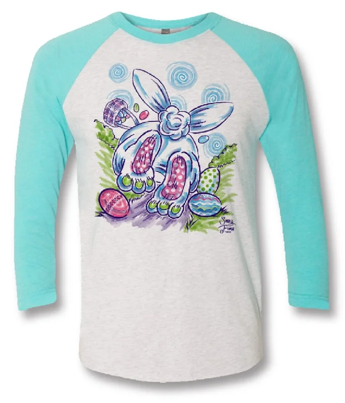 men's cargo vests-Sassy Frass Cottontail Easter Bunny Bright Raglan Girlie T Shirt