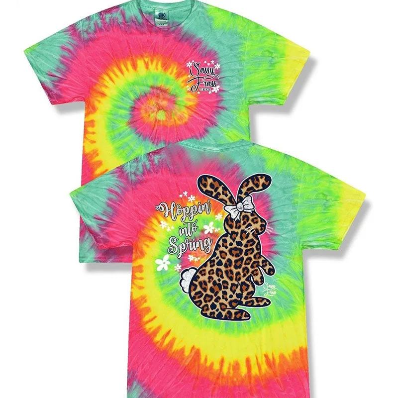 men's casual tees-Sassy Frass Hoppin Easter Bunny Tiedye T-Shirt