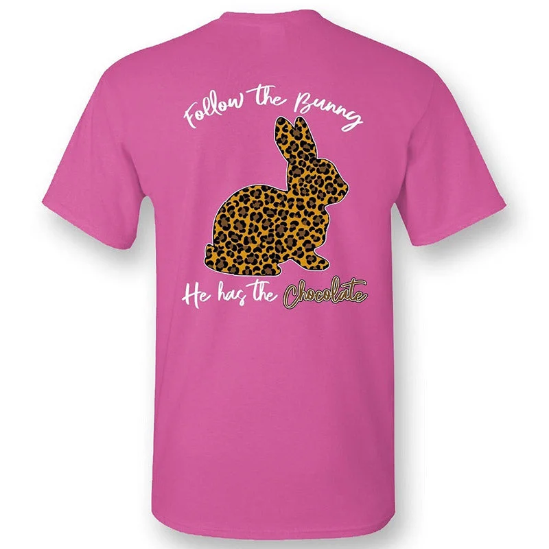 men's seersucker blazers-Sassy Frass Leopard Bunny Easter Chocolate T-Shirt