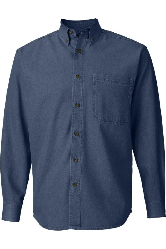 men's plaid tees-Sierra Pacific Long Sleeve Denim Shirt