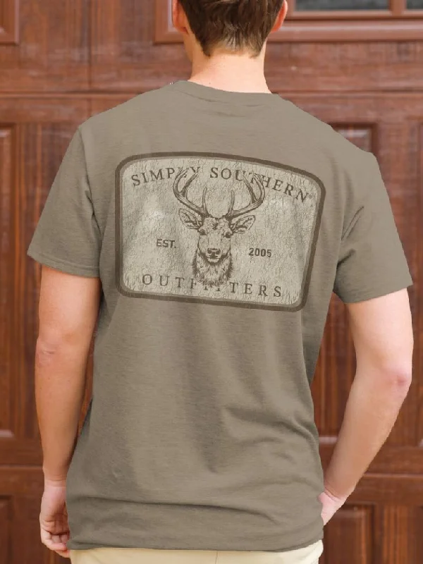 men's striped vests-Simply Southern Distressed Buck Deer Unisex T-Shirt