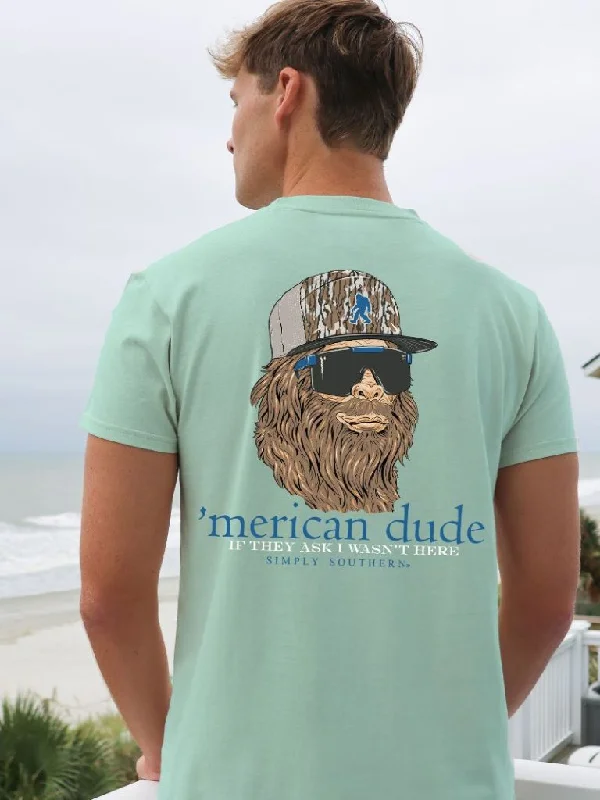 men's graphic tees-Simply Southern Merican Dude Sasquatch Unisex T-Shirt