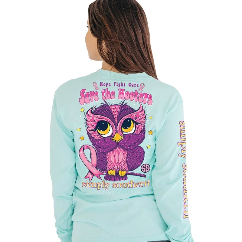 men's twill shorts-Simply Southern Owl Hope Fight Cure Cancer Long Sleeve T-Shirt