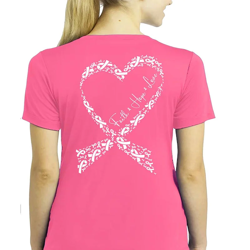 men's softshell tees-Southern Attitude Faith Hope Love Breast Cancer Heart T-Shirt