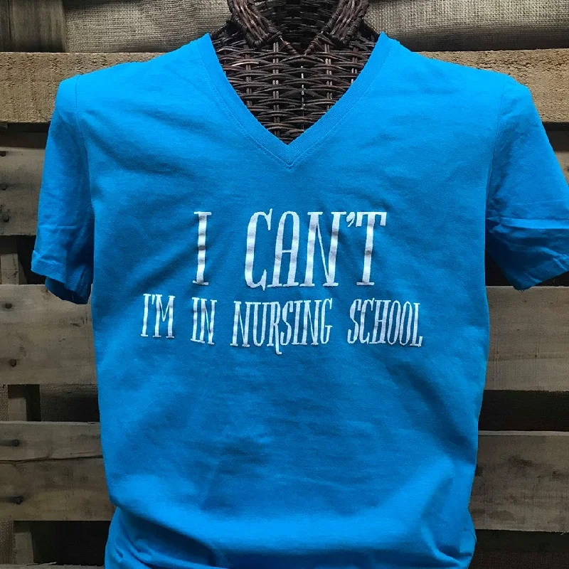 men's hiking boots-Southern Chics Apparel Nurse I Can't I'm in Nursing School V-Neck Canvas T Shirt