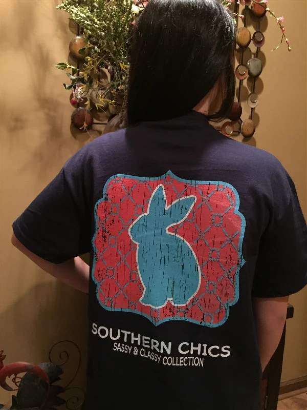 men's plaid jackets-SALE Southern Chics Youth Preppy Bunny Rabbit Distressed Bright T Shirt