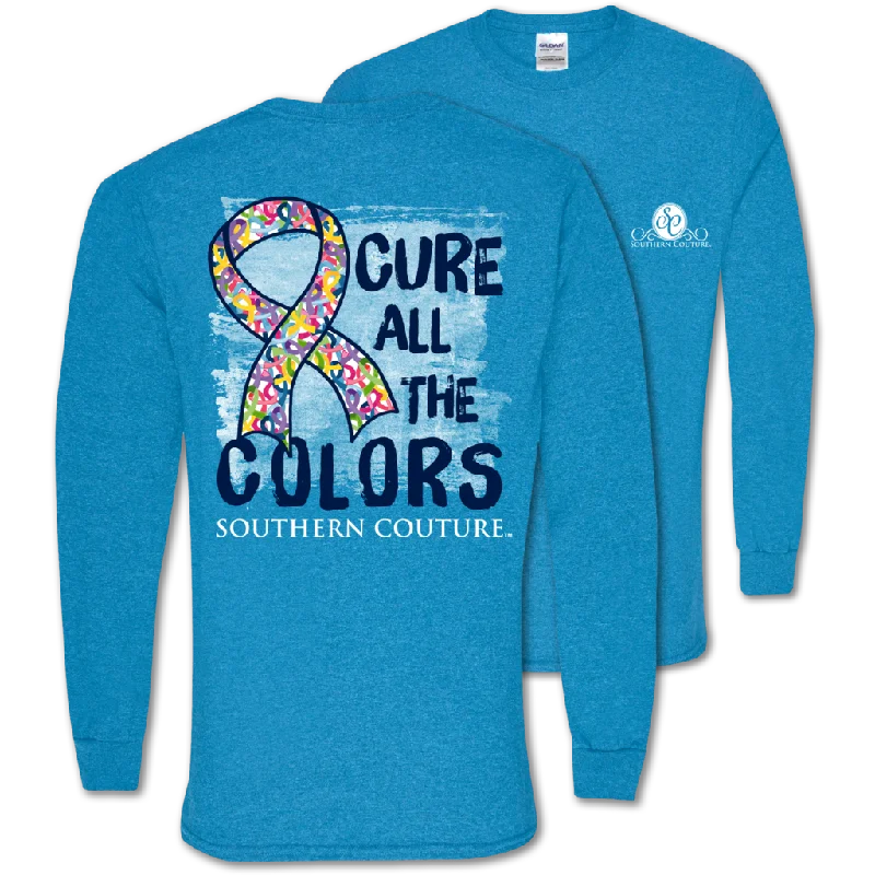 men's wool jackets-Southern Couture Classic Cure All The Colors Cancer Long Sleeve T-Shirt