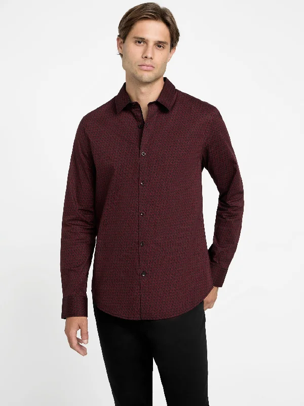 men's straight-leg jeans-Tallon Geometric Long-Sleeve Shirt