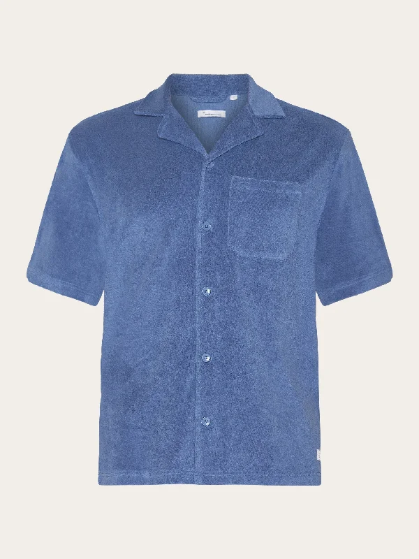 men's casual vests-Terry loose short sleeve shirt - Moonlight Blue