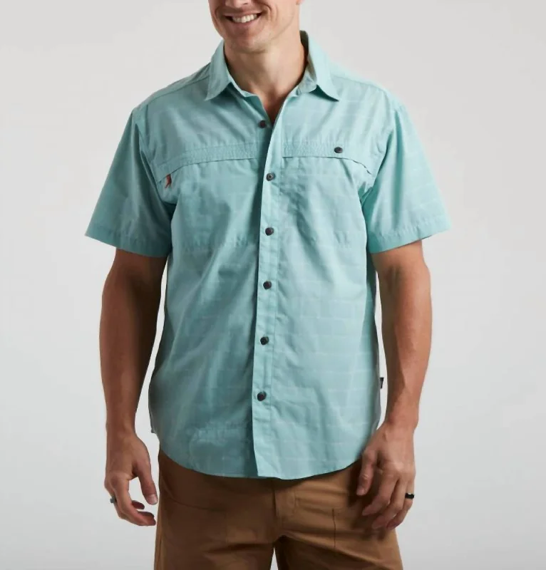 men's cotton vests-Tidepool Tech Shirt In Crossroads Dobby Seaspray