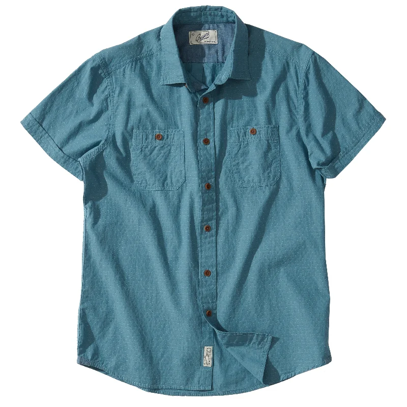 men's cargo vests-Townsend Dobby Short Sleeve Shirt - Storm Blue Whisper (Final Sale)