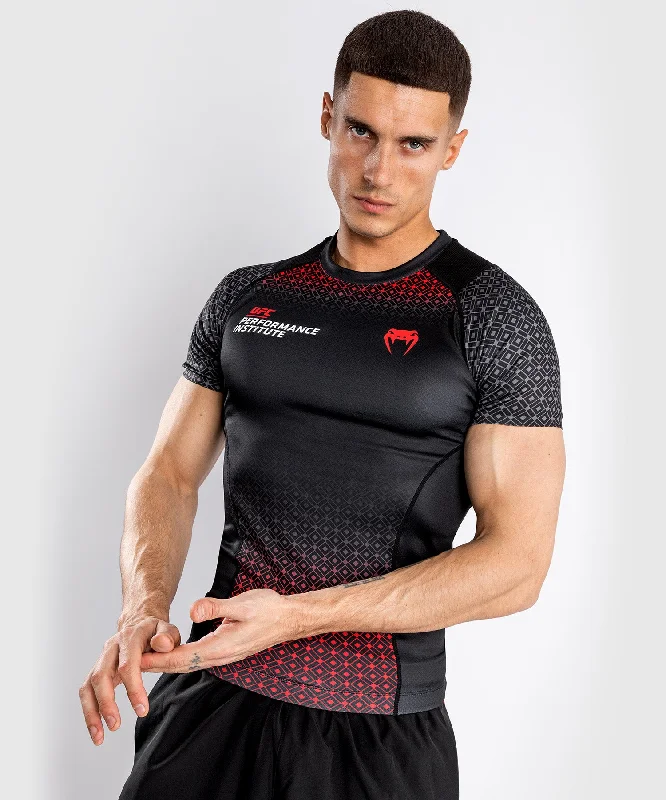 men's turtleneck sweaters-UFC Venum Performance Institute Rashguard - Short Sleeves - Black/Red