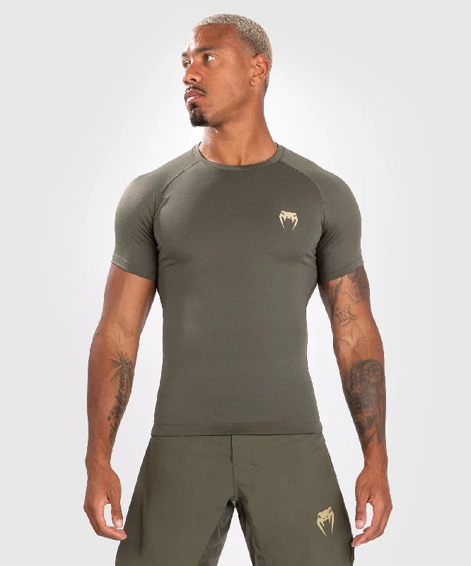 men's casual t-shirts-Venum Contender Men’s Short Sleeve Rashguard - Khaki