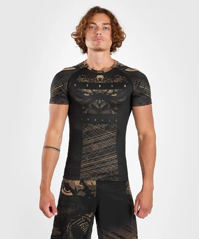 men's slim chinos-Venum Gorilla Jungle Rashguard Short Sleeves - Black/Sand