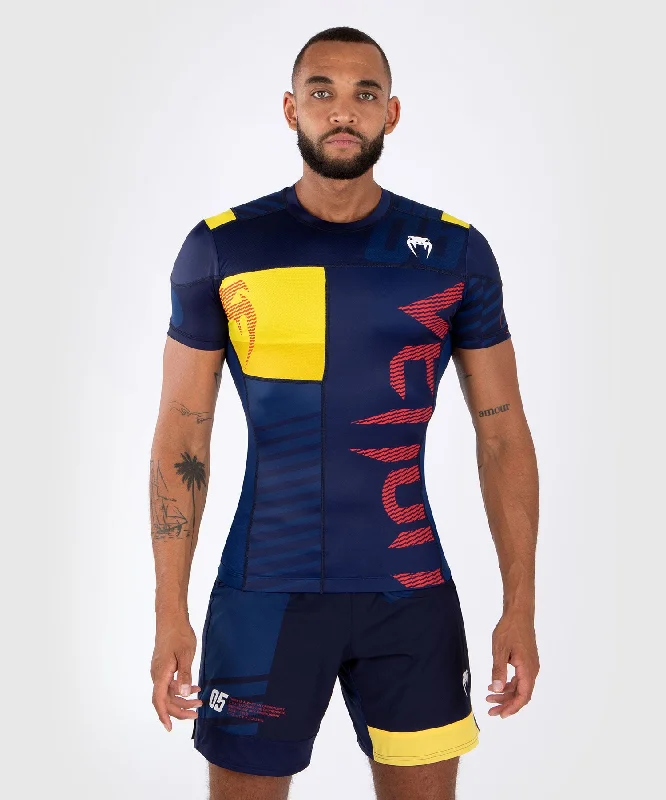 men's vintage tees-Venum Sport 05 Rashguard Short Sleeves - Blue/Yellow