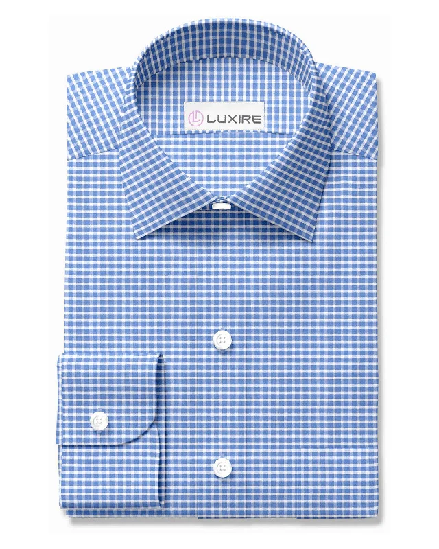 men's white polos-Easy-to-Iron White Blue Graph Checks