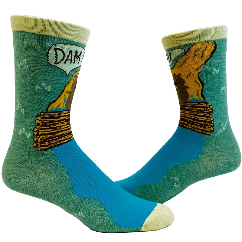 men's trench coats-Women's Dam It Socks Funny Beaver Dam Camping Novelty Graphic Footwear