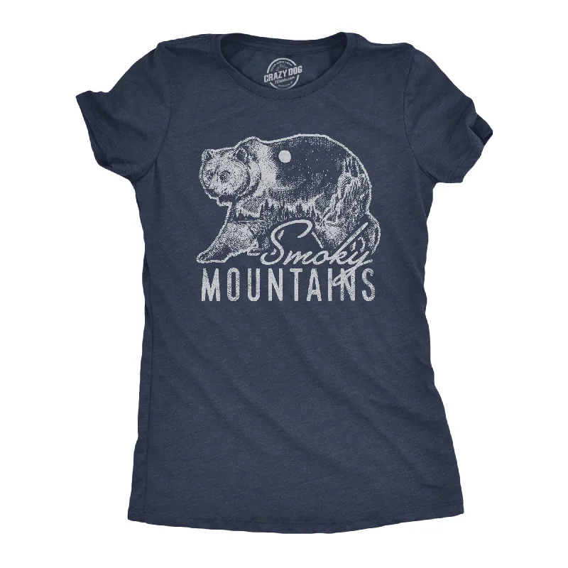 men's athletic socks-Womens Retro Smoky Mountains T Shirt Funny Camping Vintage Graphic Design Tee Guys