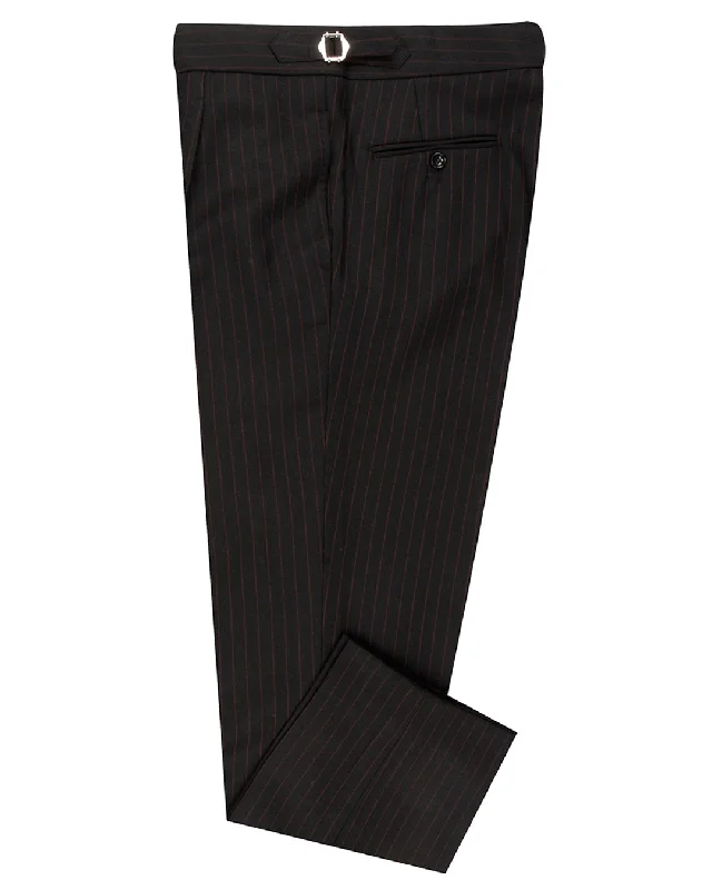 men's performance polos-Dugdale Royal Classic: Black Twill with Brown Pinstripes