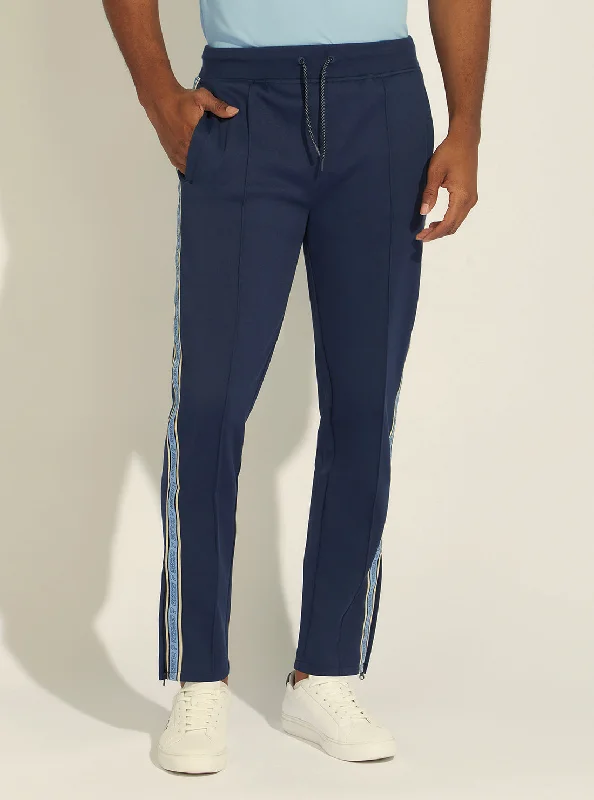 men's suede vests-Eco Silk Blue Darrel Active Trackpants