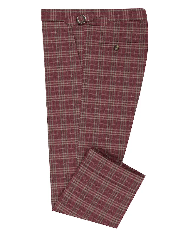 men's classic shorts-EThomas Maroon Windowpane Checks