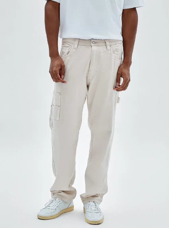 men's penny loafers-Guess Originals Cream Hills Carpenter Pants