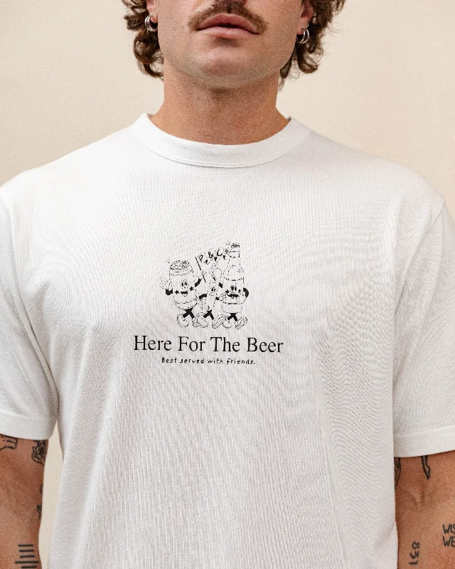 men's fleece hoodies-Here For The Beer 2.0 T-Shirt - Off White