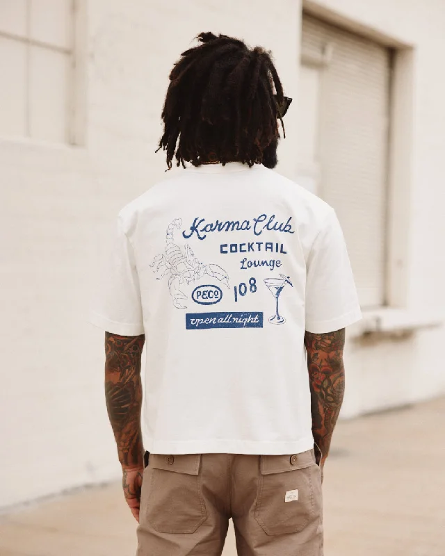 men's vintage tees-Karma Lounge Boxy T-Shirt - Off White