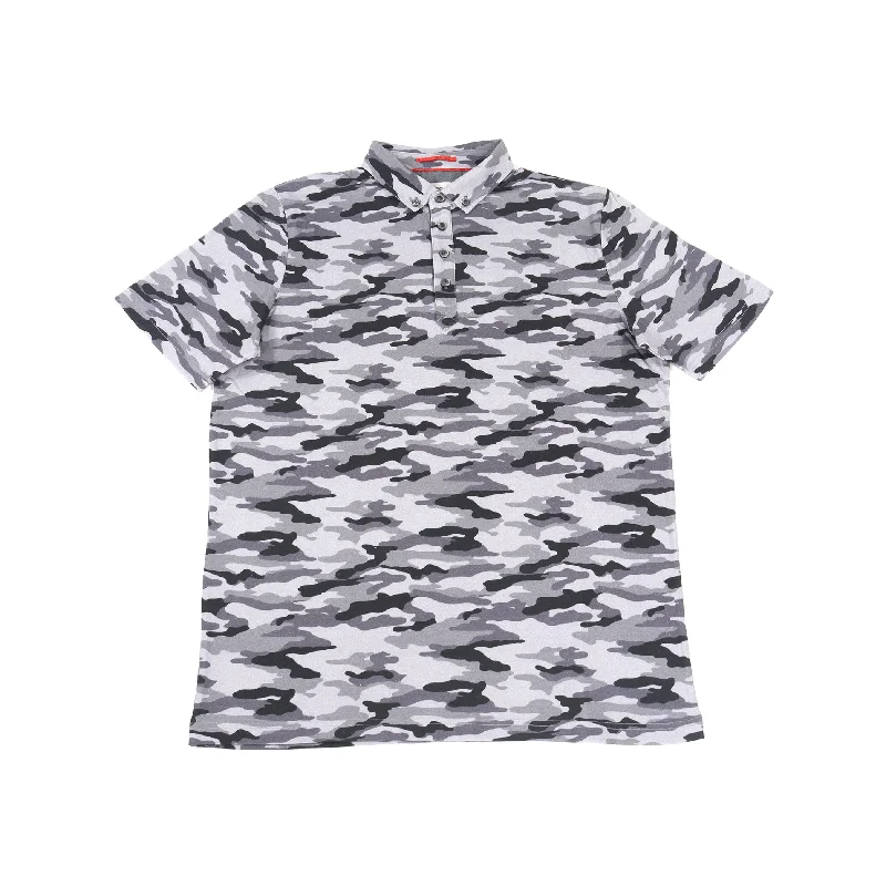 men's casual vests-Leo Grey Camo Polo