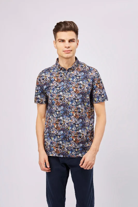 men's slip-on sneakers-Leo Mosaic Floral Polo