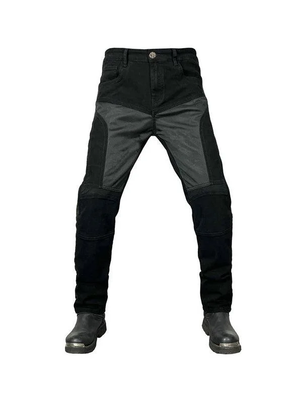 men's flannel pajamas-Men's Mesh Breathable Denim Anti-Fall Motorcycle Pants