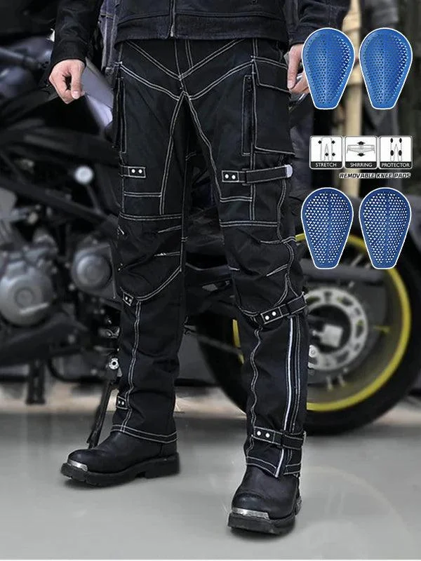 men's classic vests-Men's Multi-Pocket Waterproof Shockproof Motorcycle Pants