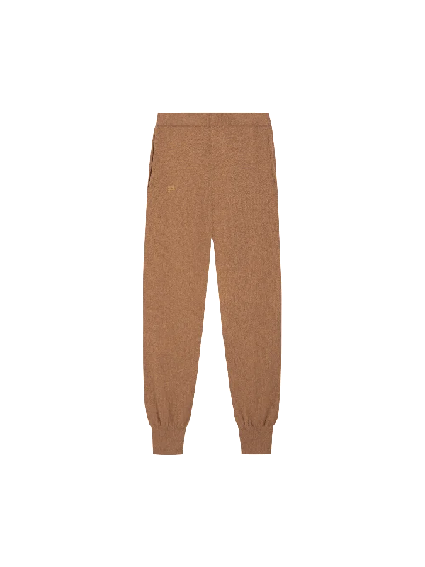 men's hiking vests-Mens Recycled Cashmere Track Pants—camel