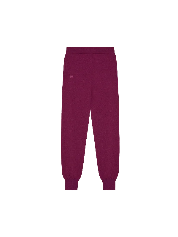 men's striped shorts-Mens Recycled Cashmere Track Pants—plum purple