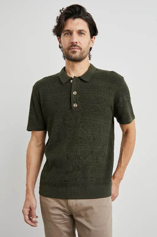 men's athletic sweaters-NATHAN POLO SHIRT - ANCIENT OLIVE