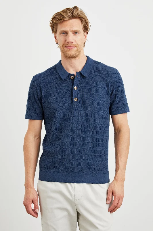 men's striped vests-NATHAN POLO SHIRT - PETERSON BLUE