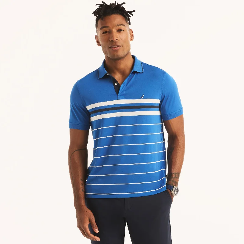 men's tactical pants-Nautica Mens Navtech Sustainably Crafted Classic Fit Striped Polo