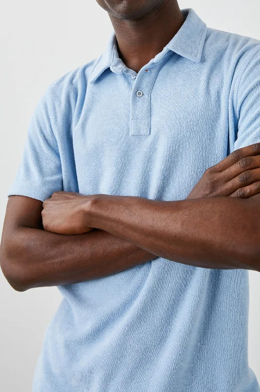 men's leather vests-RHEN POLO SHIRT - TERRY CHAMBRAY BLUE