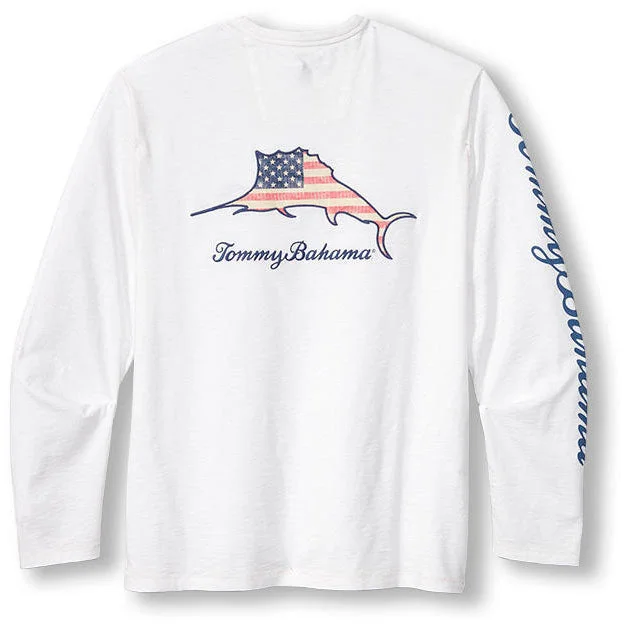 men's suede jackets-Tommy Bahama Big & Tall Patriotic Billboard Lux Long Sleeve T-Shirt - White